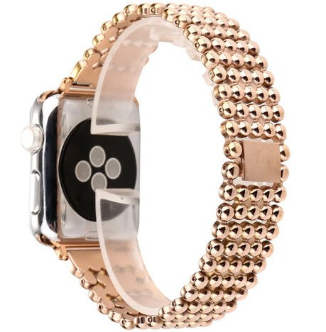 Curea iUni compatibila cu Apple Watch 1/2/3/4/5/6/7, 42mm, Luxury, Otel Inoxidabil, Rose Gold